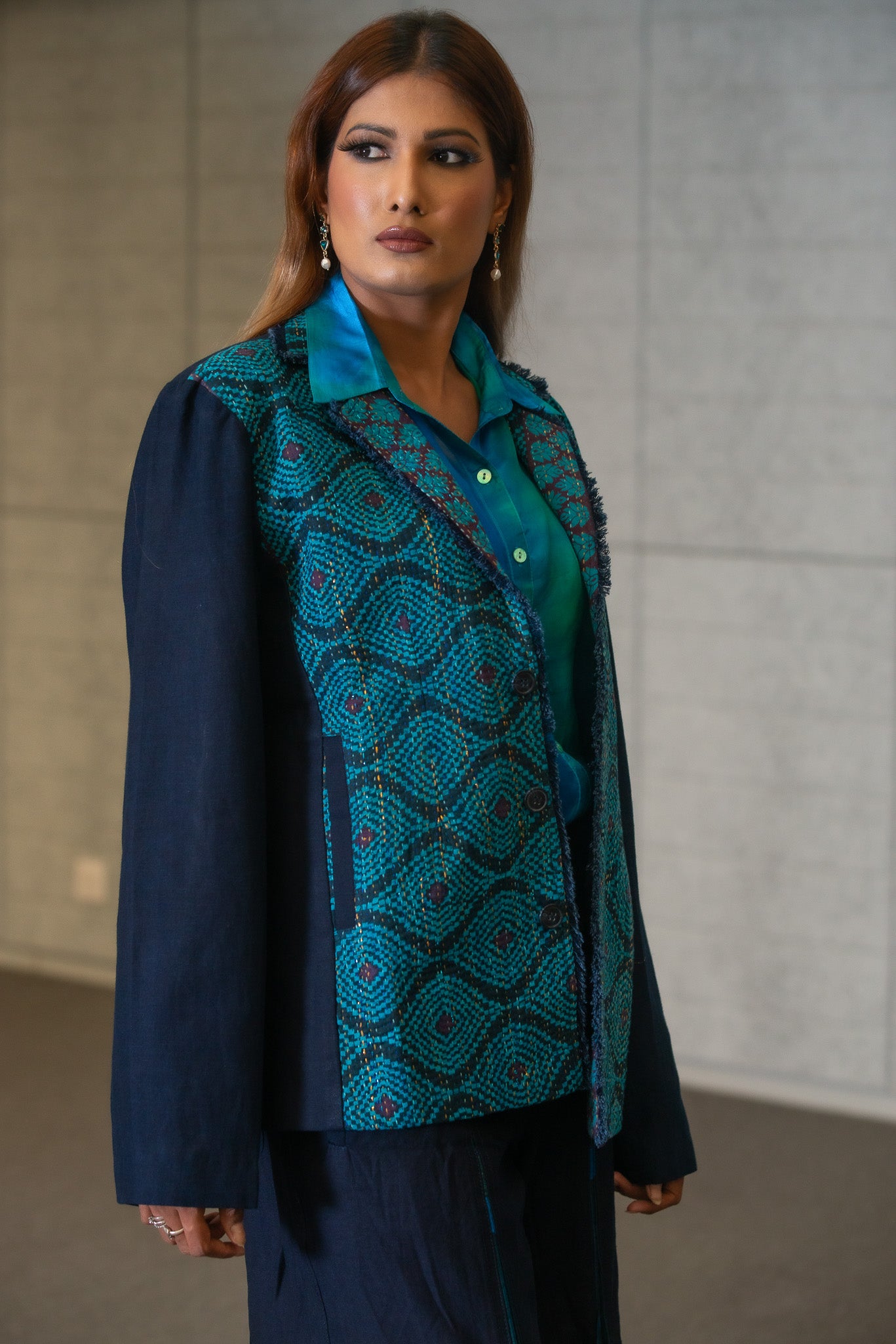 Turquoise Kantha Jacket