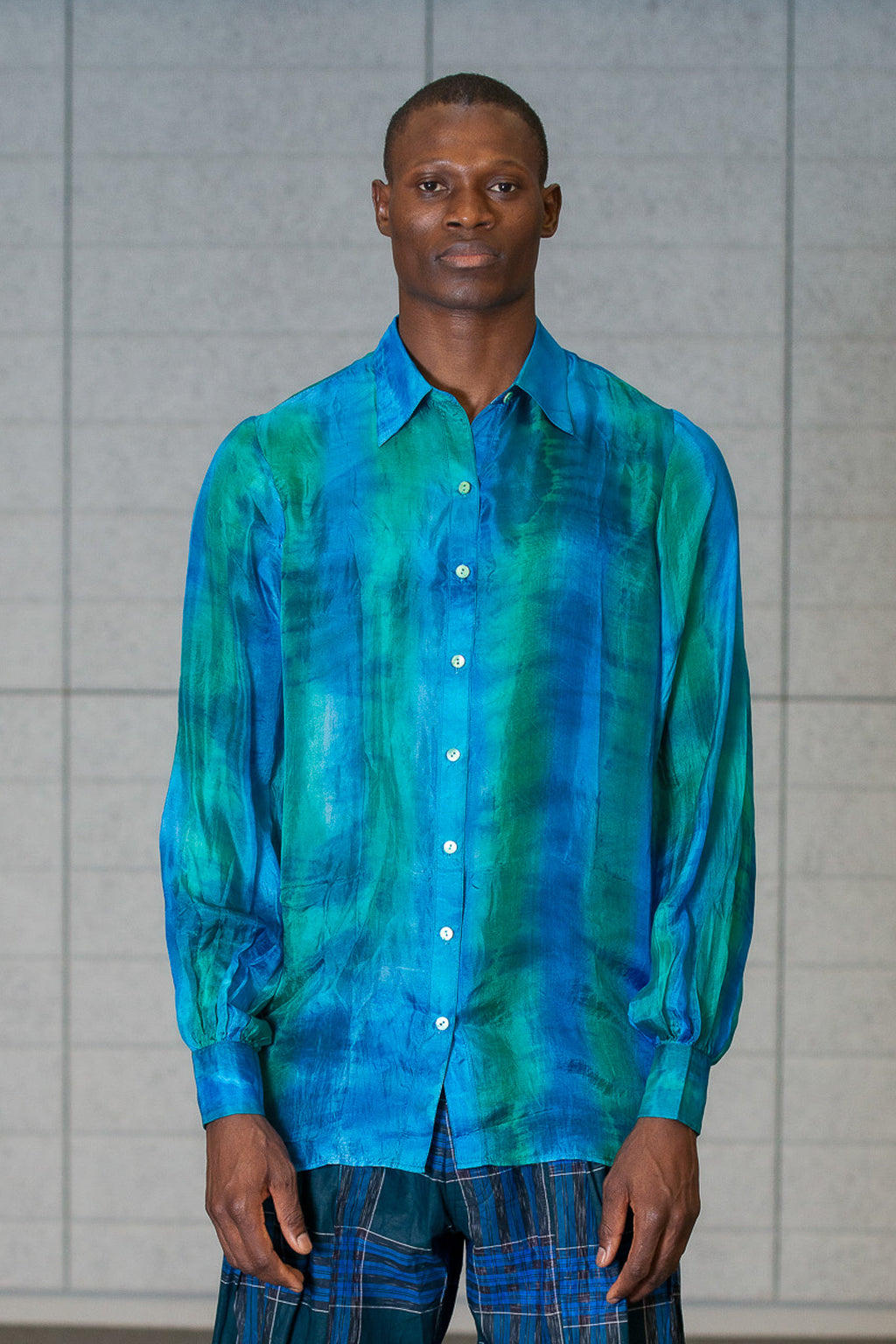 Horizon Blue Silk Shirt