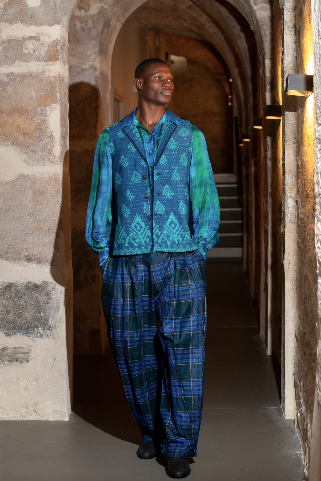 Blue-Green Bengal Pants