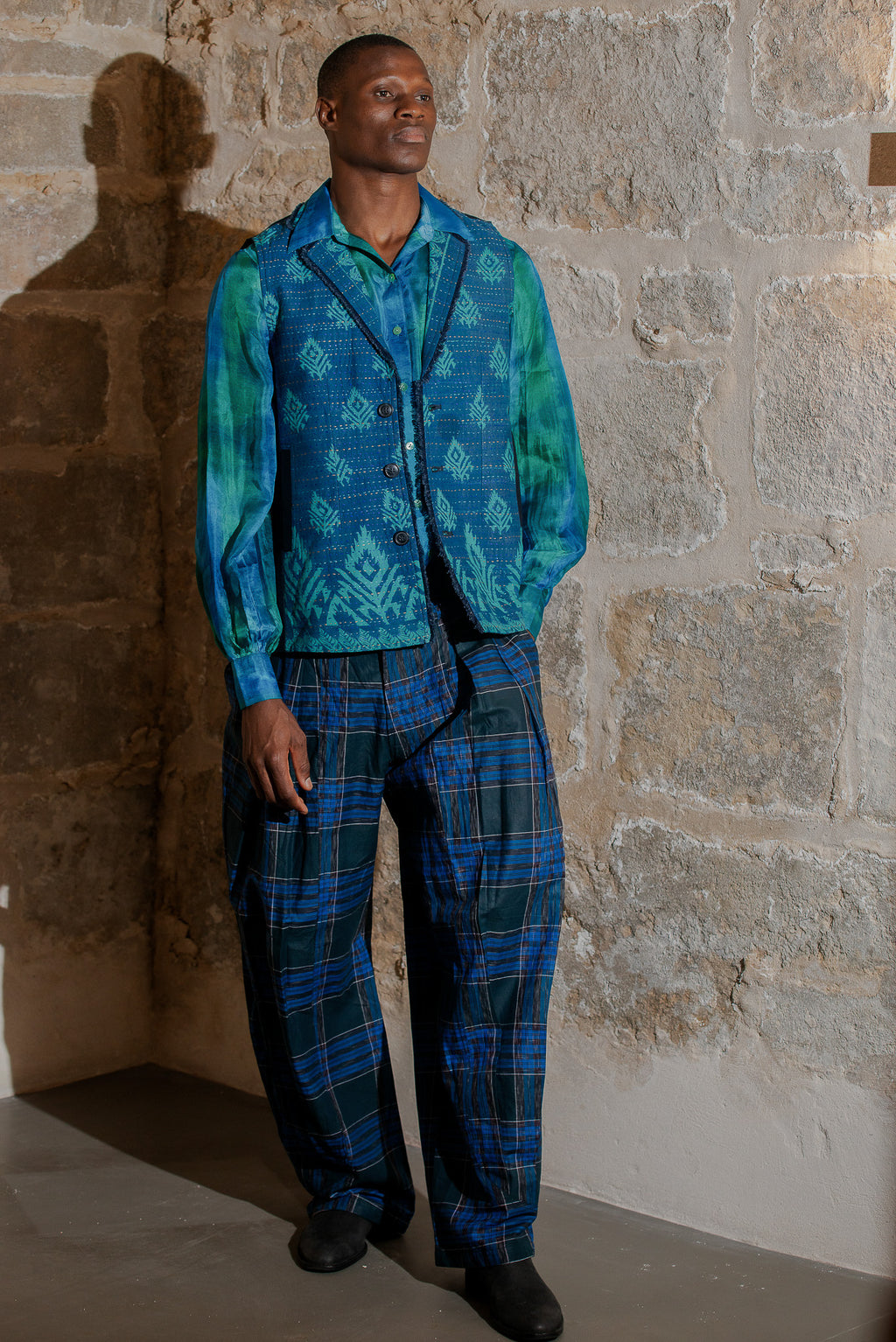 Turquoise Blue Kantha Vest