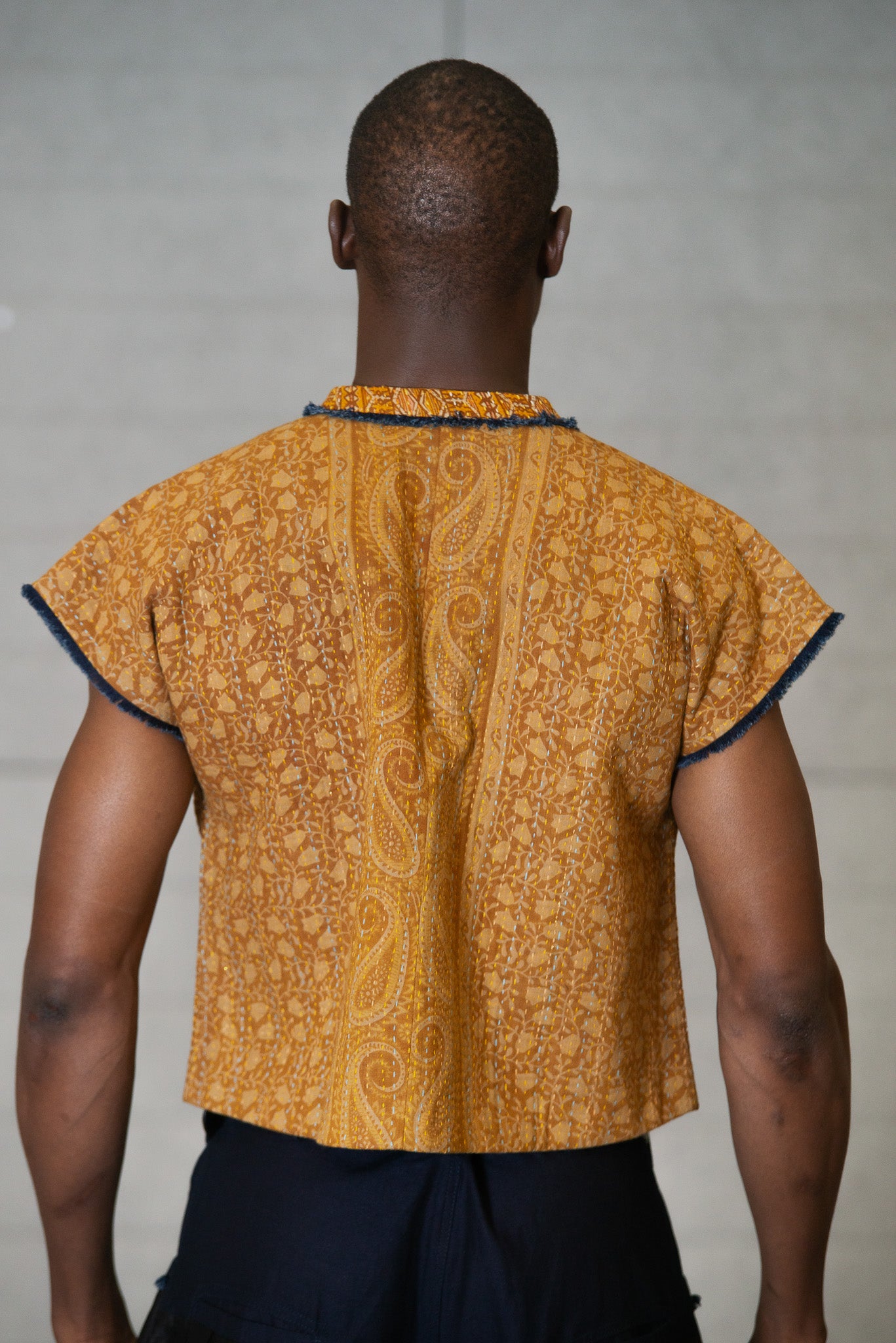 Mustard Kantha Short Kimono