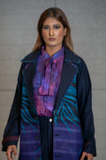 Purple Turquoise Kantha Long Coat