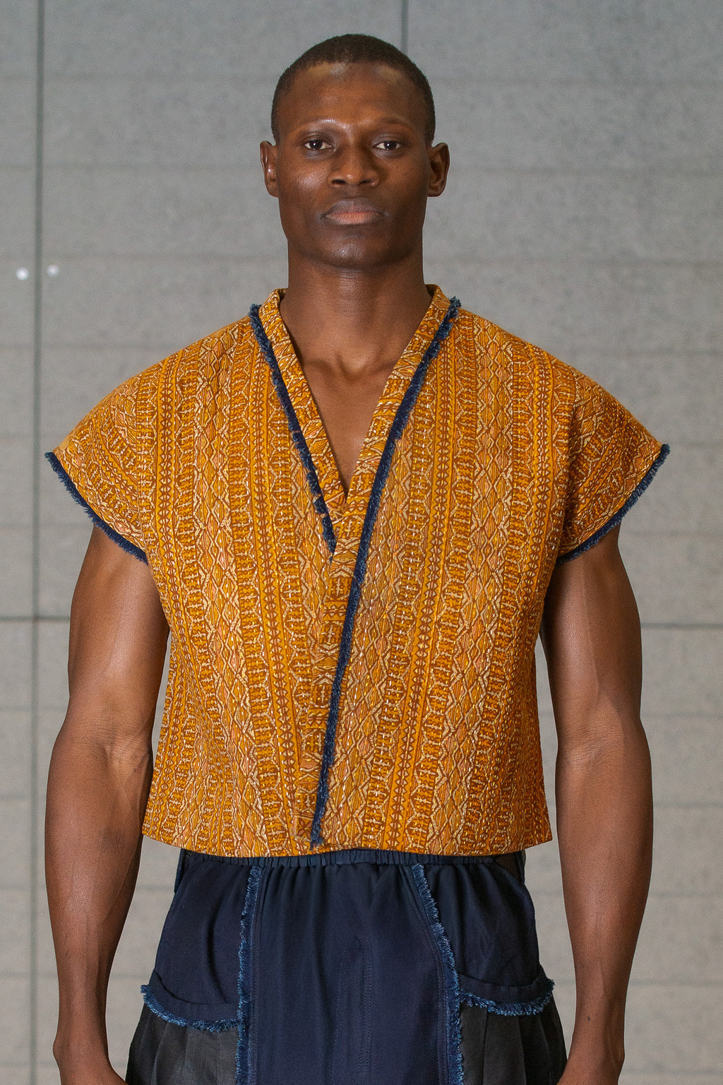 Mustard Kantha Short Kimono