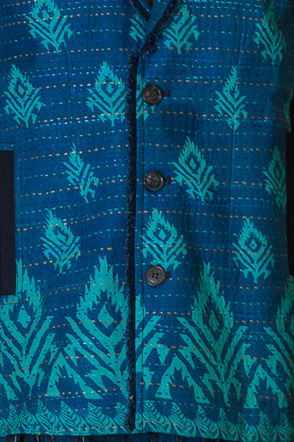 Turquoise Blue Kantha Vest