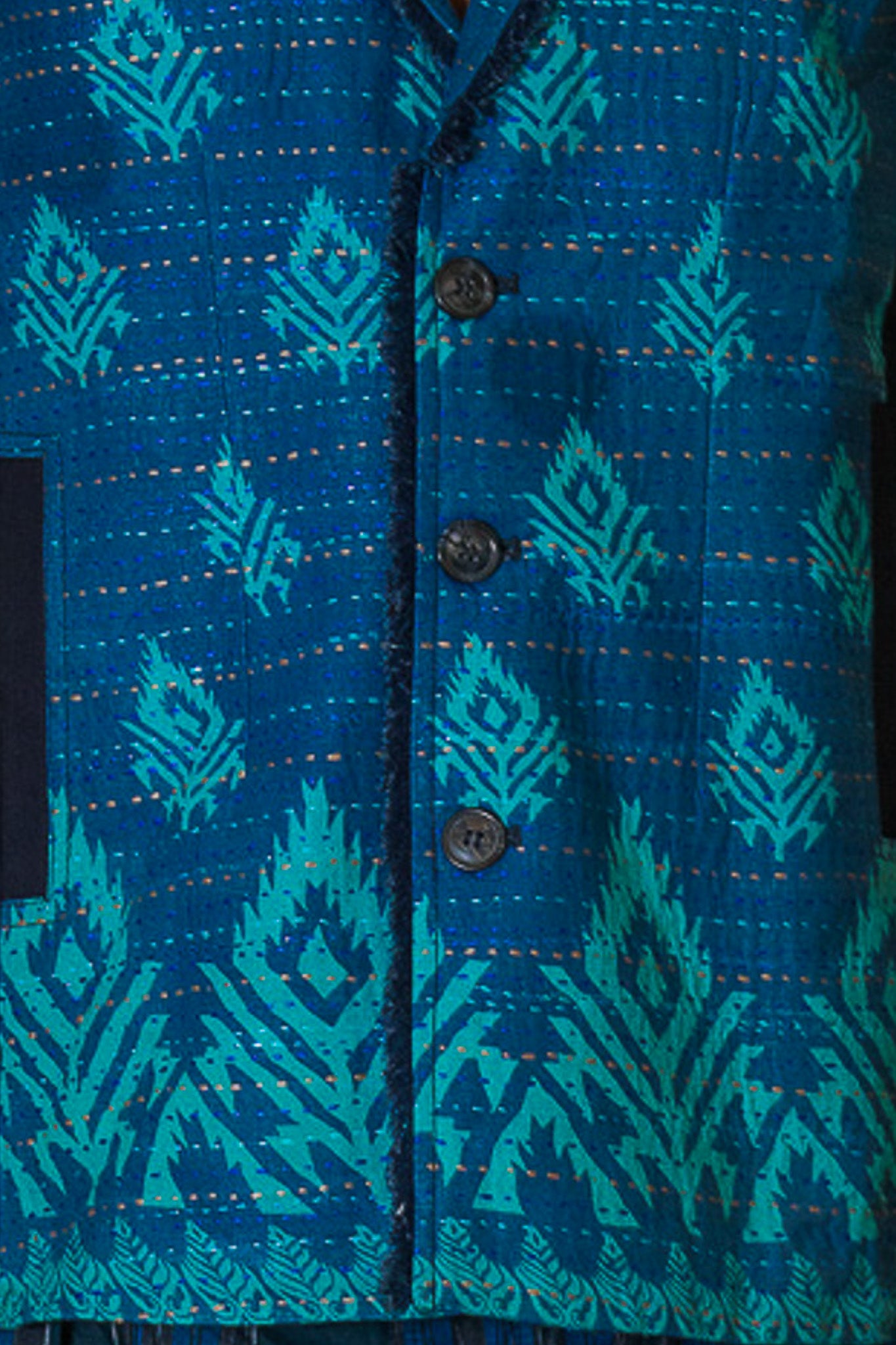 Turquoise Blue Kantha Vest