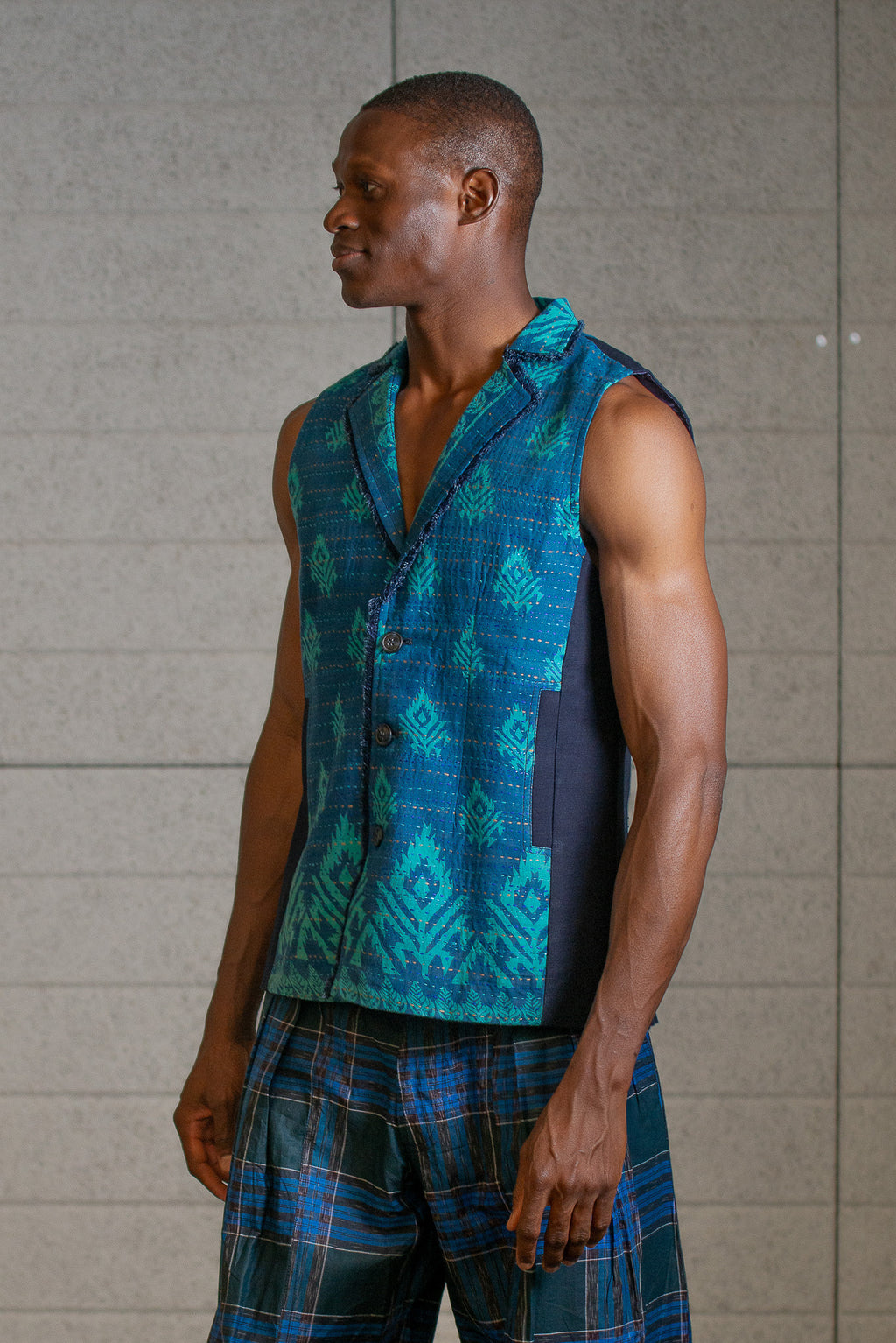 Turquoise Blue Kantha Vest